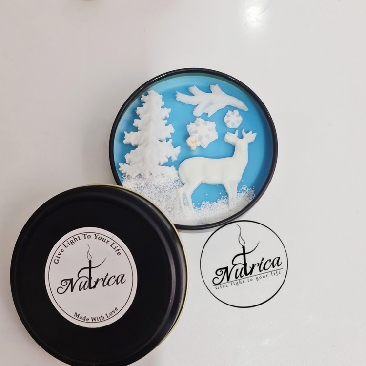 قوطی شمع طرح کریسمس قطر ۹ سانتی متر