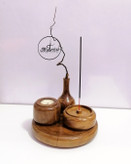 ست جاعودی و جاشمعی و گلدان چوبی