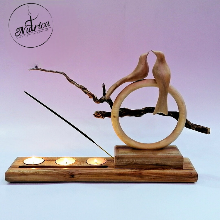 جاشمعی و جاعودی چوبی طرح حلقه پرنده