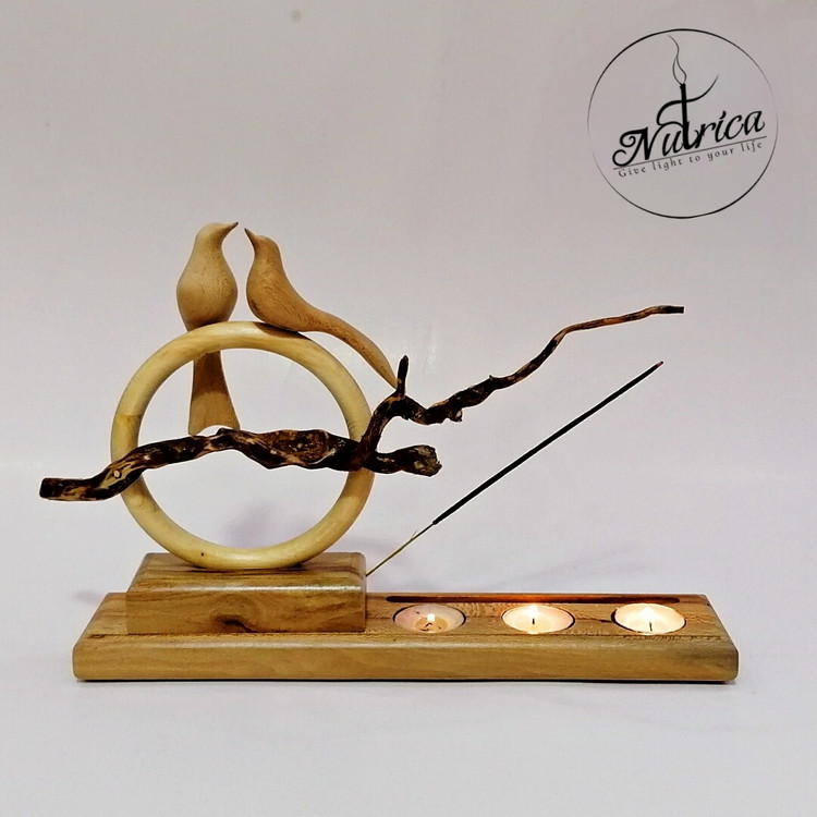 جاشمعی و جاعودی چوبی طرح حلقه پرنده