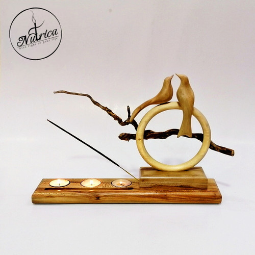 جاشمعی و جاعودی چوبی طرح حلقه پرنده